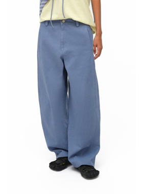 oinimi 法工蓝 水洗宽松直筒工作裤