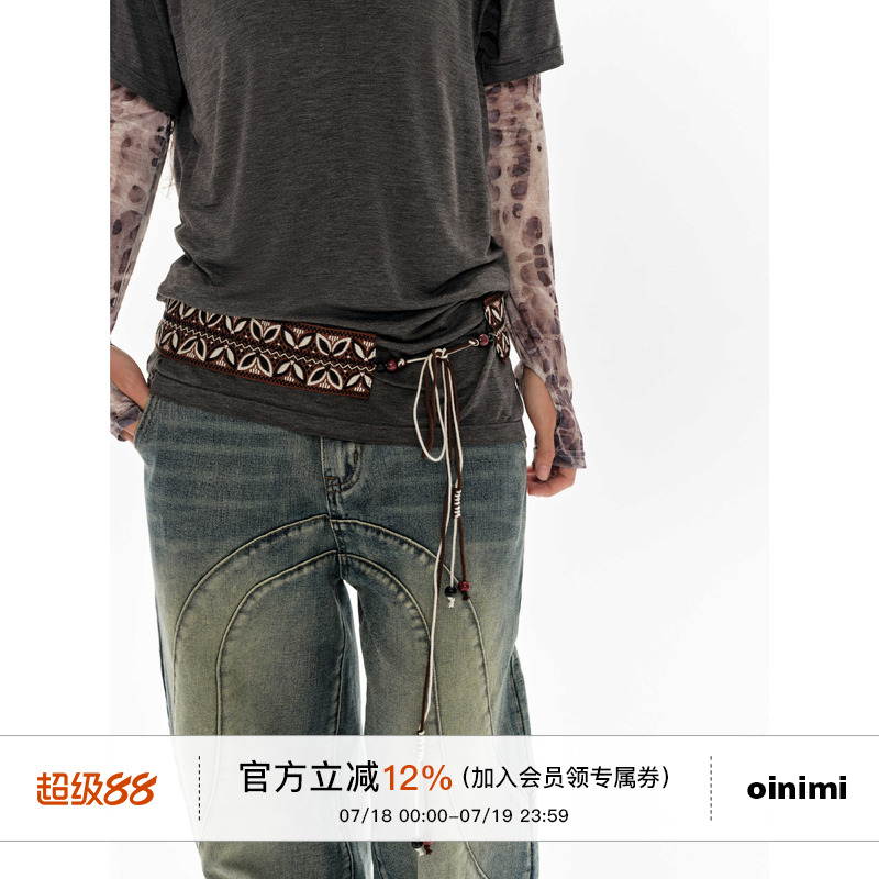 oinimi复古串绳部落感腰封腰带