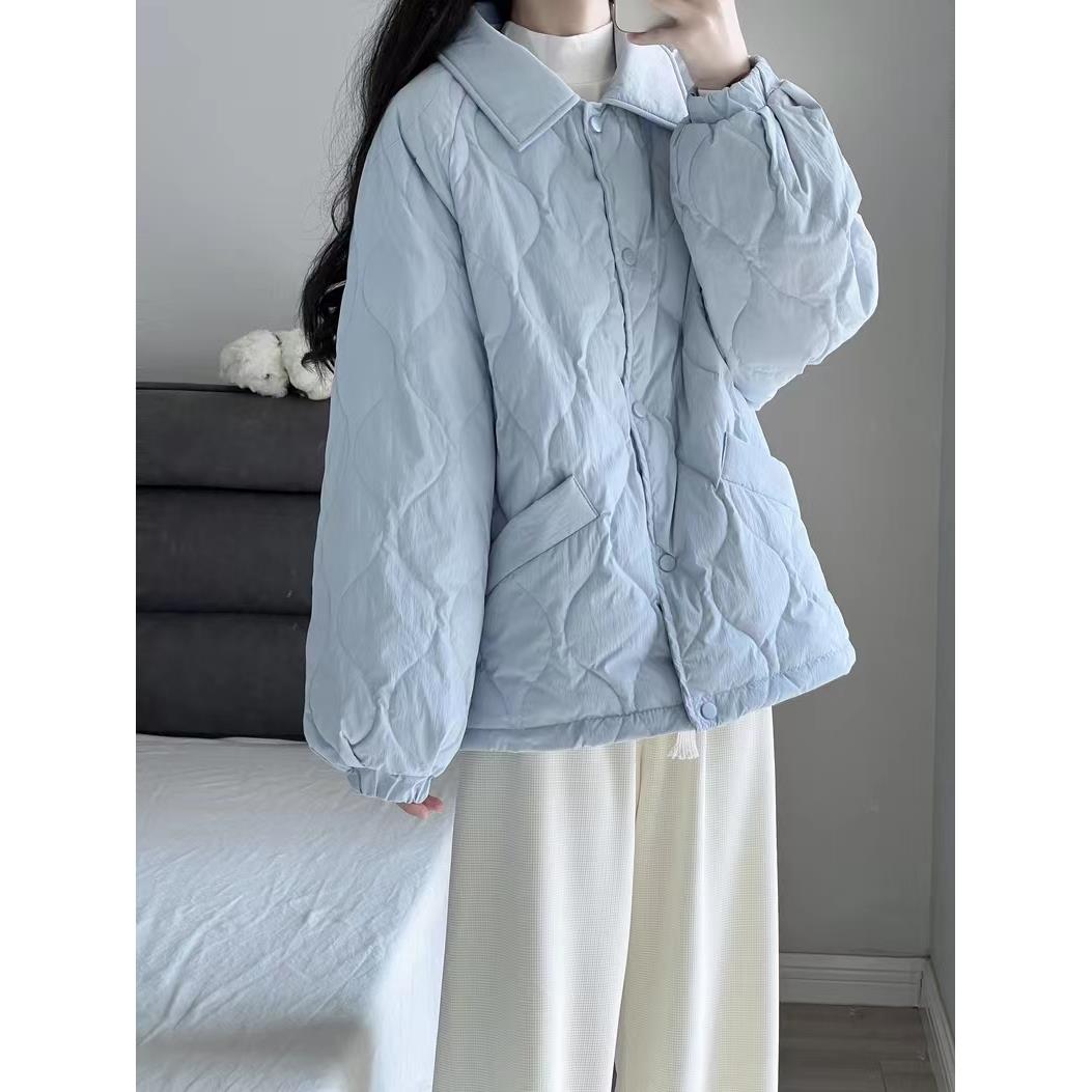 2026年秋冬新款百搭轻薄棉服女面包服宽松翻领韩版短款棉衣外套潮