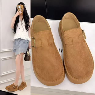 复古休闲女鞋 勃肯鞋 增高松糕底乐福鞋 2026年春秋新款 女厚底单鞋