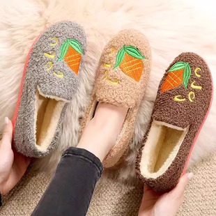加绒加厚保暖居家棉鞋 新款 女鞋 学生宿舍鞋 棉鞋 平跟月子鞋 25冬季