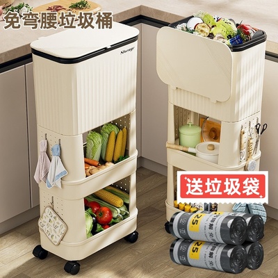 德国厨房垃圾桶高款可移动家用免弯腰专用大容量大号置物收纳双层