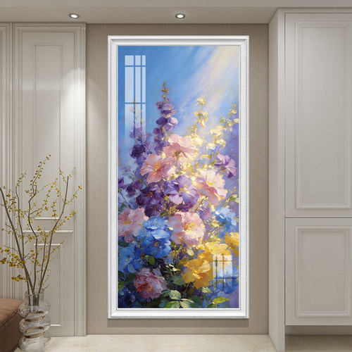 法式优雅花卉晶瓷玄关背景墙挂画