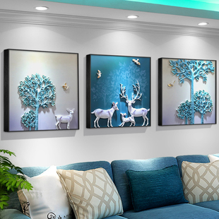 轻奢高级感沙发背景墙装饰画新款客厅3D立体浮雕壁画大气艺术挂画