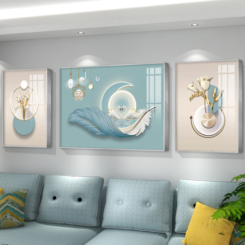 轻奢奶油风客厅沙发背景墙装饰画