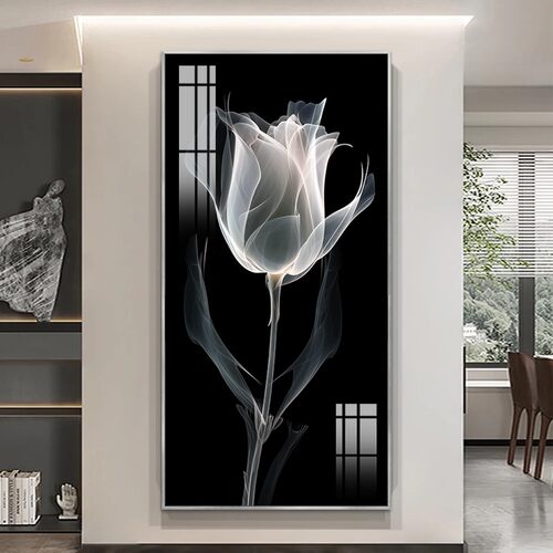 厢宅一品入户玄关背景墙花卉壁画