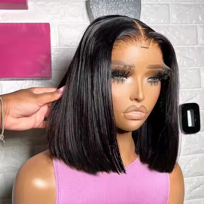 Raw Vietnamese Hair Glueless Lace Front Bob Wigs Human Hair