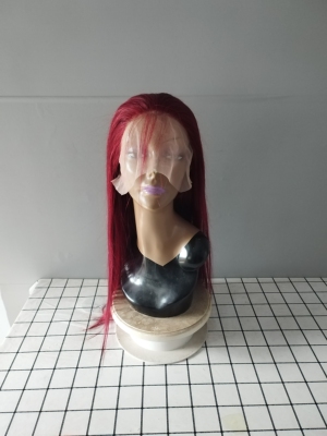 酒红色前蕾丝发套99j lace frontal wig human hair真发蕾丝头套