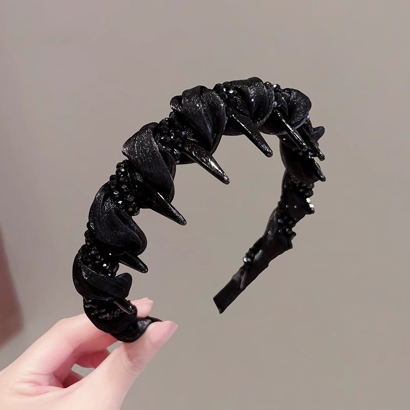 精致轻奢风手工水钻串珠发箍女网红高级防滑带齿洗脸化妆头箍发卡