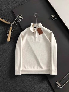 长袖 老钱风男装 羊毛混纺立领卫衣休闲时尚 欧美轻奢男士 秋冬新款