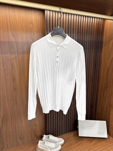 针织POLO衫 老钱风男装 男士 外贸商务休闲100%棉翻领长袖 秋冬新款