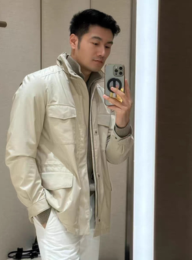 意式老钱风高端男装25春秋隐藏帽内里羊毛保暖旅行者猎装夹克外套
