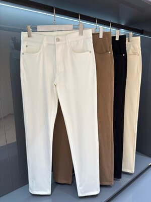 意式老钱风男装25夏季时尚商务纯色直筒长裤男士舒适休闲牛仔裤