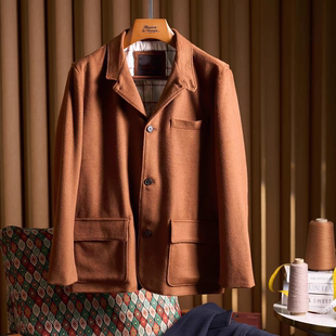 休闲西装 纯色羊绒羊毛混纺男士 夹克外套 2025秋冬新款 老钱风男装