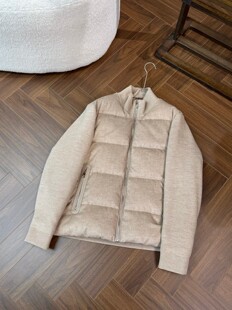 羽绒服外套 秋冬针织拼接棉羊毛90白鸭绒立领开衫 意式 Z老钱风男装