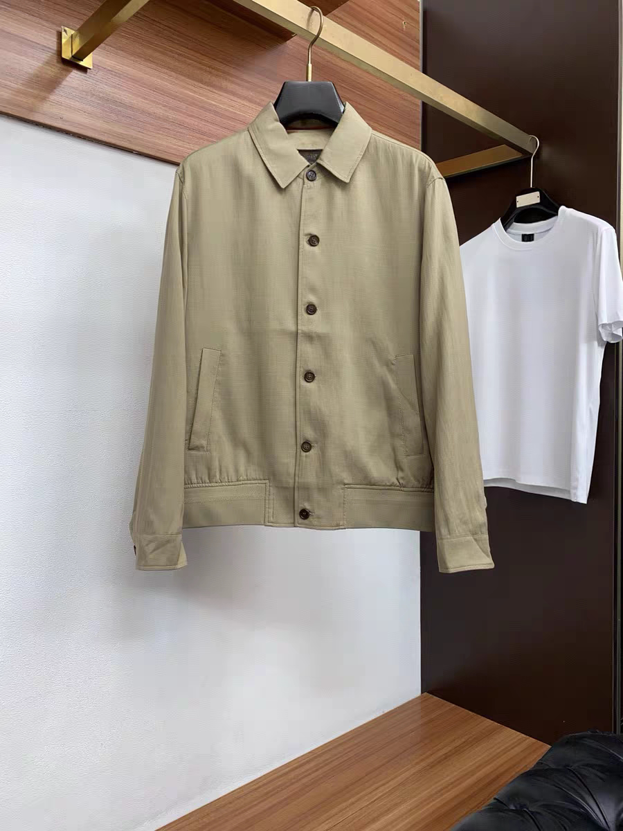 意式老钱风商务简约干练夹克26春款棉与天丝混纺亚麻翻领男士外套