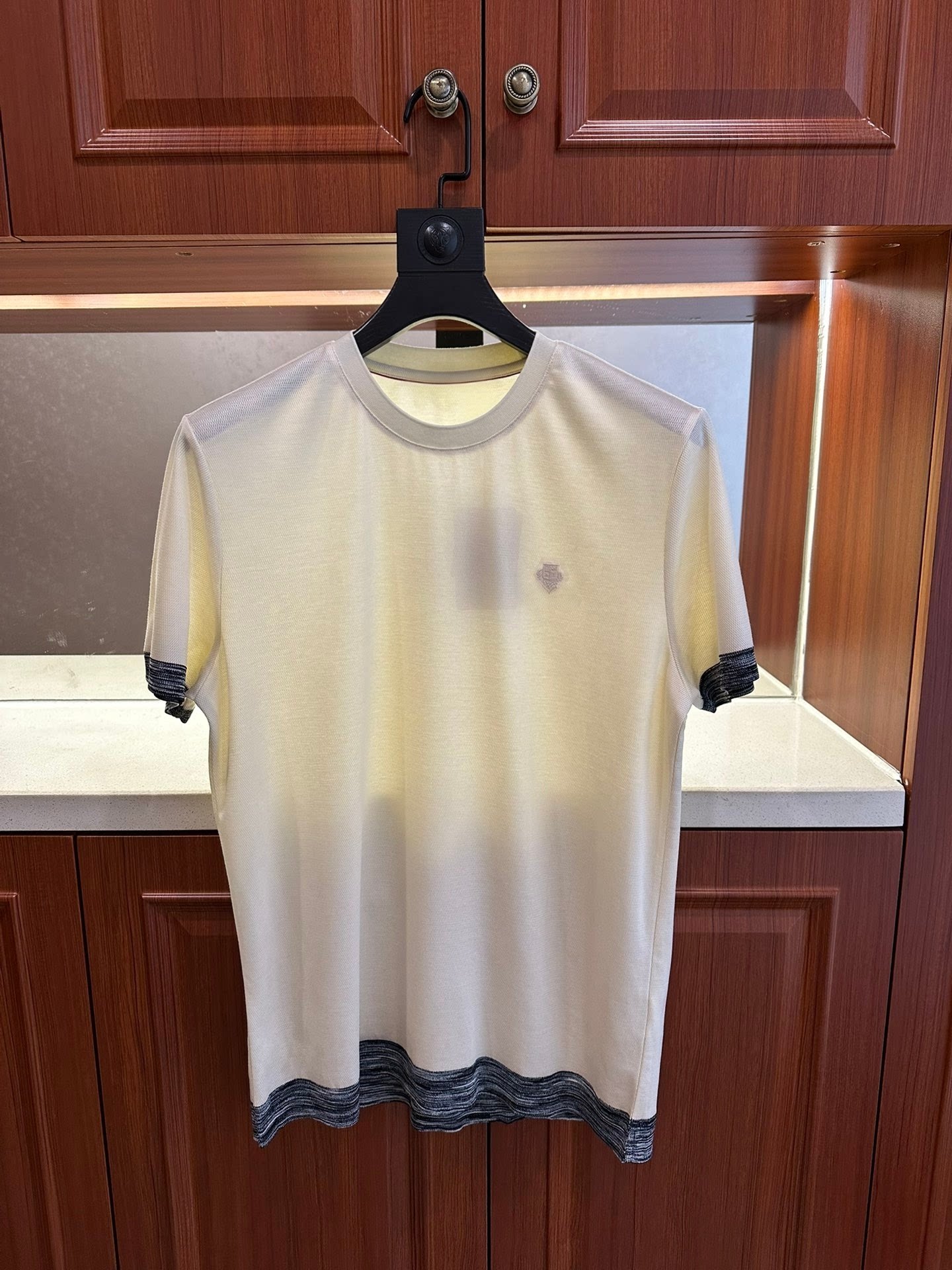 意式老钱风男装26春夏轻奢高级感罗纹撞色边圆领弹力针织短袖T恤