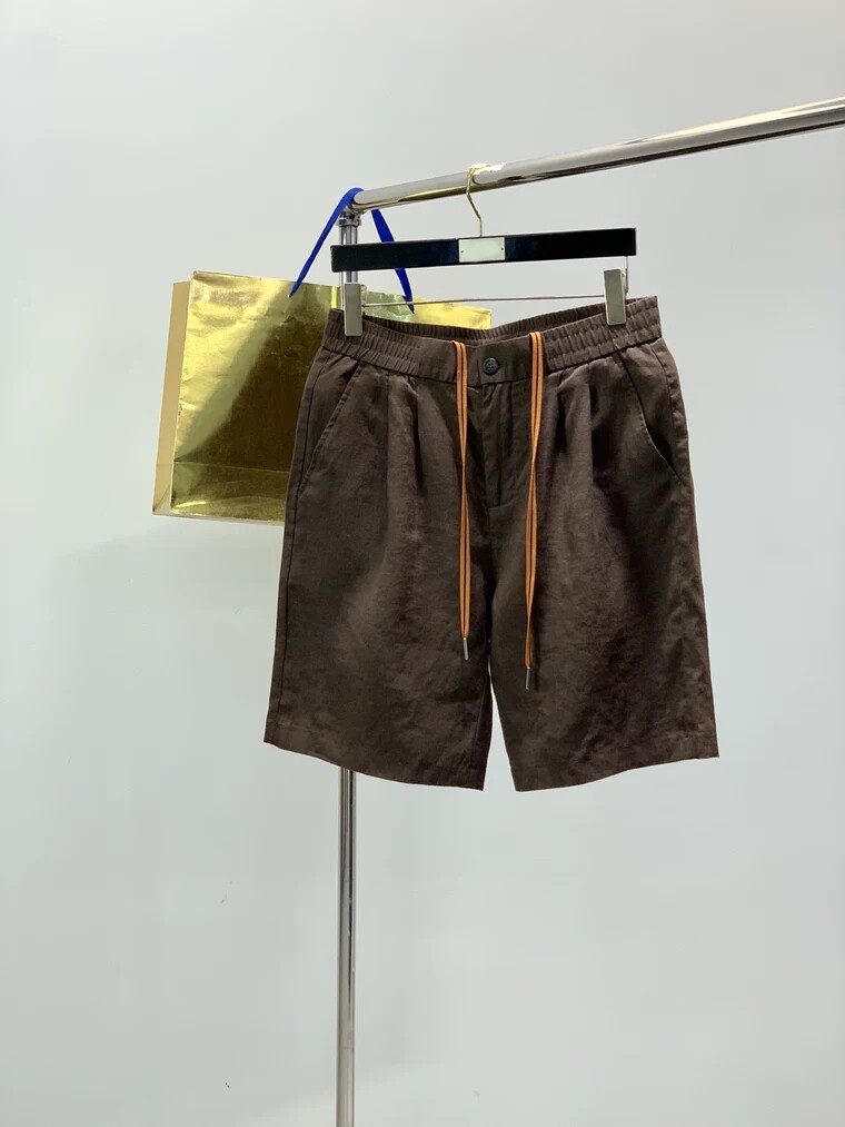 意式ZZ老钱风男装26夏季简约纯色时尚商务舒适百搭亚麻直筒五分裤
