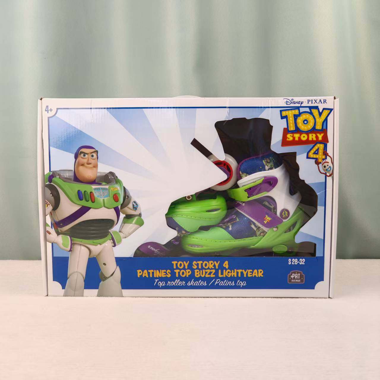 正版进口巴斯光年儿童S码直排轮滑鞋户外活动亲子互动礼物玩具3+