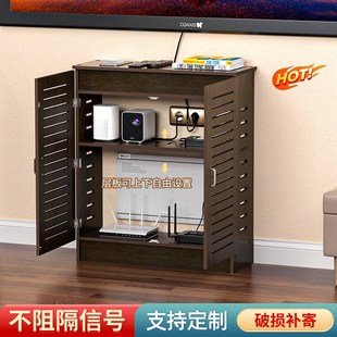 多媒体集线箱遮挡路由器收纳柜落地式靠墙百叶门免打孔弱电箱装饰
