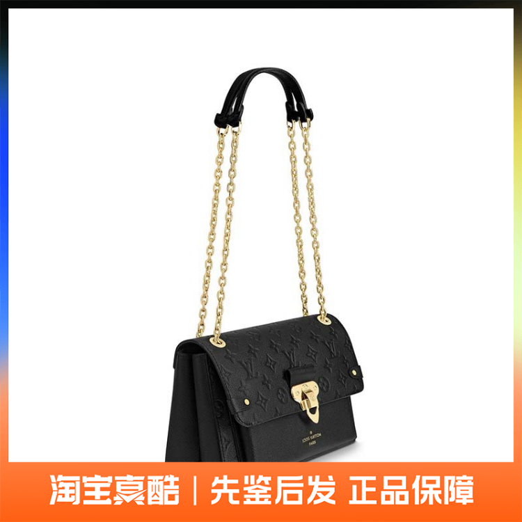 全新LV路易威登Vavin系列女士小号黑色老花压花单肩斜挎包
