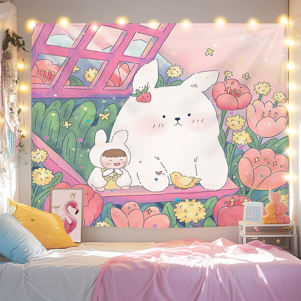 可爱卡通治愈ins风小红书卧室背景布墙布直播挂毯布床头装饰画布,居家布艺,挂毯/壁毯,淘宝优惠券,粉丝福利购,淘宝优惠卷