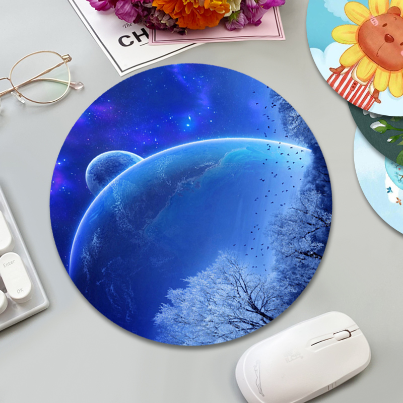 创意圆形可爱男女生卡通鼠标垫护腕电脑小号笔记本动漫垫子滑鼠垫