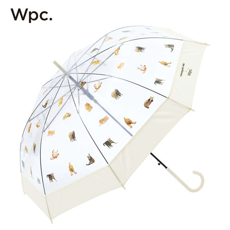 新品日本Wpc.日系小清新猫咪雨伞透明印花长柄轻量网红猫猫伞熊猫 居家日用 伞 原图主图