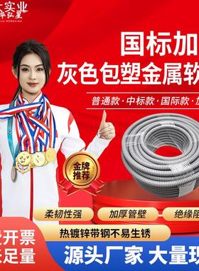 灰色中标穿线蛇皮管防水绝缘保护套管阻燃电线电缆金属包塑软管