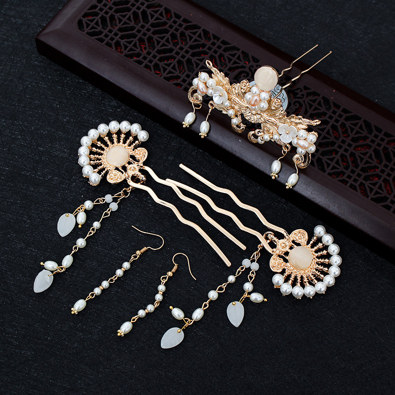 汉服头饰全套超仙流苏步摇发簪插梳古风手工原创发冠套装古装配饰