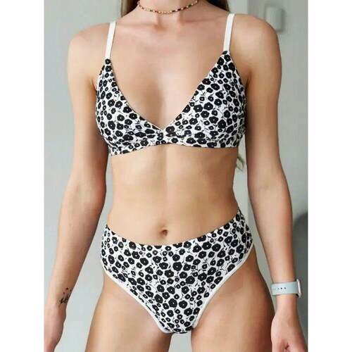 Women Seamless Bra Set Floral Print Low Rise Panties Sexy Li