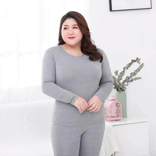 M-5XL Solid Colors Solid O Neck Long Johns Thermal Set Skin-