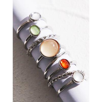 8pcs set rings women 关节戒指女彩色食指指环组合8件套装戒指