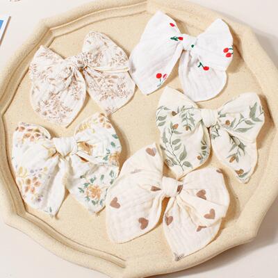 Children clip with floral bow hair clip edge clip蝴蝶结发夹