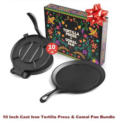 Cast Iron Tortilla Press Comal Pan Bundle Roti Maker Taco