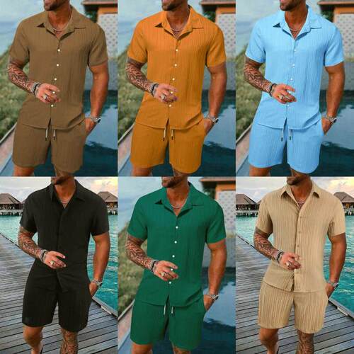 Casual loose fitting short sleeved shorts beach set