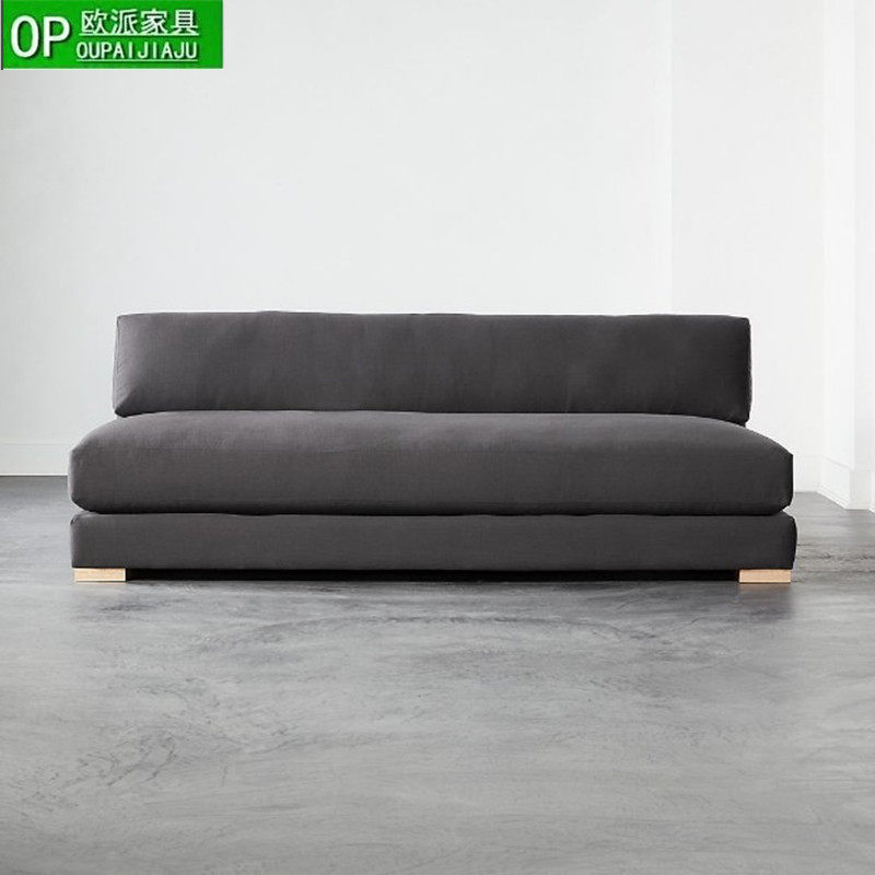 现代简约现代会所办公接待家用小户型无扶手双人三人极简布艺沙发