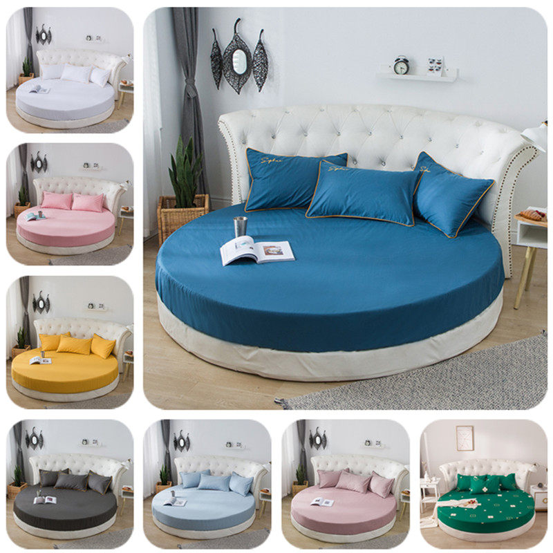 圆床床笠全棉床罩纯棉床裙圆形床垫保护套床单床上用品酒店宾馆