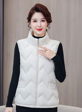 妈妈秋冬羽绒棉马甲女加厚短款坎肩中老年人秋装外套中年棉服背心