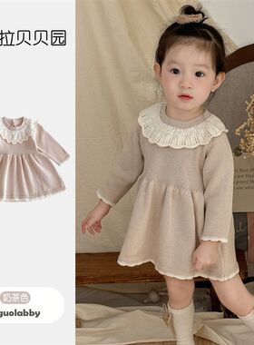 女童连衣裙秋装衣服婴儿纯棉针织毛衣裙子女宝宝春秋款小童公主裙