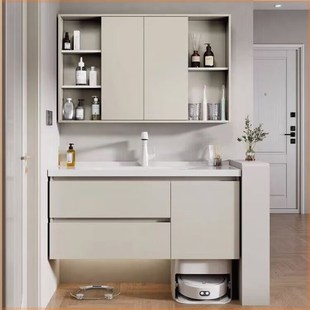 基站款风水镜浴室柜陶瓷一体盆78CM88公分98/108/118CM洗脸盆定制