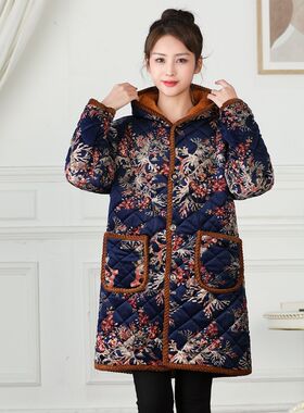 罩衣女加绒加厚加长成人外套工作服妈妈衣厨房超厚棉袄冬季围裙