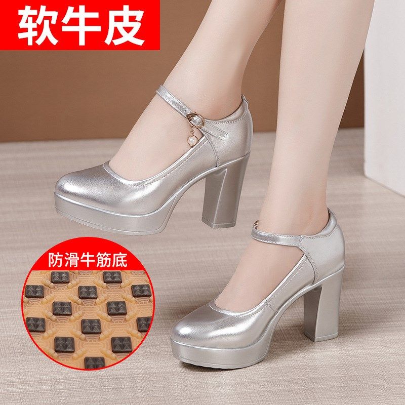 软底粗跟旗袍秀专用走秀鞋女真皮高跟厚底防水台圆头模特演出单鞋,女鞋,浅口单鞋,淘宝优惠券,粉丝福利购,淘宝优惠卷