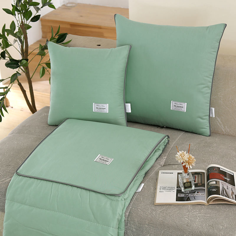 全棉纯棉抱枕被子两用车载办公室午休小被子简约纯色午休空调夏被