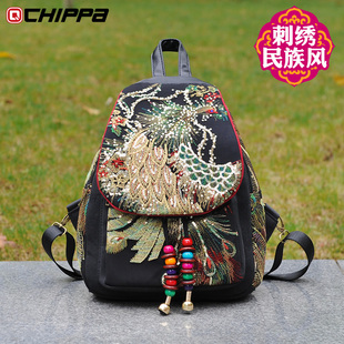 2021新款民族风刺绣花包亮片复古女包时尚书包帆布双肩包女式背包