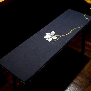 中式实木长凳坐垫条凳薄款椅子屁垫可拆卸凳垫防滑海绵垫定制手绘