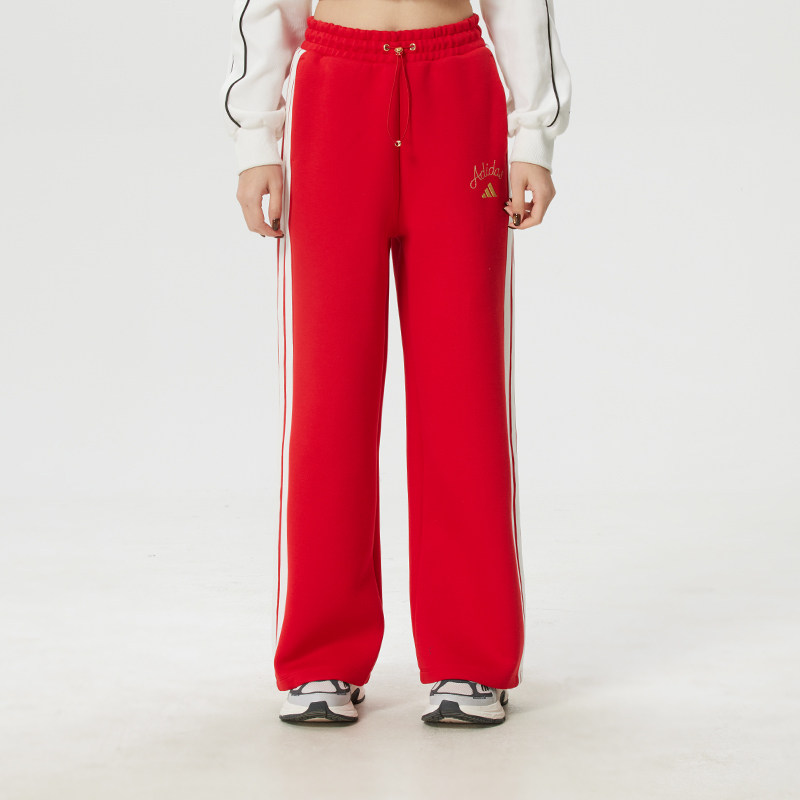 阿迪达斯红色新年款直筒长裤26春季挺阔加厚针织运动阔腿裤KH2702,运动服/休闲服装,运动长裤,淘宝优惠券,粉丝福利购,淘宝优惠卷