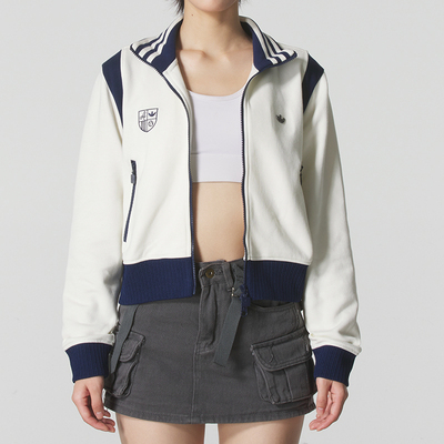 Adidas/阿迪达斯官方正品 三叶草女士复古针织立领运动外套JM8022