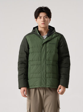 哥伦比亚（Columbia）羽绒服男装秋冬新款户外连帽运动服轻便鸭绒