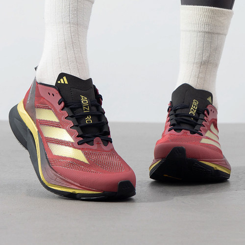 阿迪达斯男鞋新年款ADIZERO BOSTON 12缓震红色运动跑步鞋JS1919